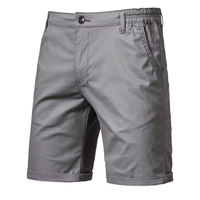 Men's Navy 100% Cotton Solid Button High Shorts Non-Stretch Casual Everyday Side Pockets Zipper Fly Machine Washable Regular Fit