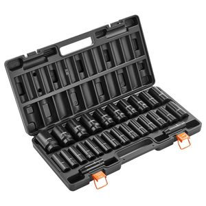 Set di chiavi a bussola a impatto da 1/2 pollice, 26 pezzi, a 6 punte, con identificazione facilitata, misure metriche 10-30mm, 32-36mm, inclusi misure 19mm e 24mm - Product Image 1