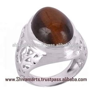 Vintage Solid 925 Sterling Silver Indian Handmade <b>Ring</b> Natural <b>Tiger</b> <b>Eye</b> Gemstone Bezel Setting for Wedding Parties Gifts for - Product Image 4