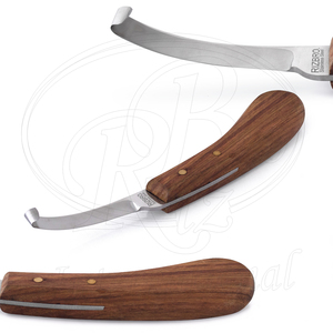 Couteau à sabots standard J2 en acier inoxydable, lame étroite, manche en bois, 8,5 pouces, outil de coupe de sabots pour fermeurs - Product Image 1