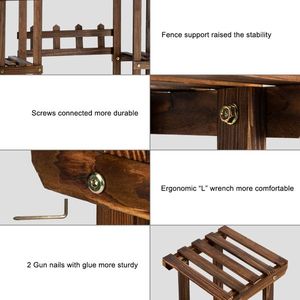 Artisaset Portapiante Multifunzionale a 6 Piani con 11 Scomparti in Legno Carbonizzato per Interni ed Esterni - Product Image 4