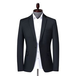 Blazer de Hombre de Un Solo Pecho con Cuello de Solapa, Chaqueta de Traje de Poliéster Antiarrugas, Estilo Británico, Largo Regular - Product Image 4