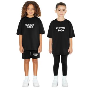 Conjunto de Camiseta y Pantalones Cortos Cómodos de Última Moda para Niños, Camiseta de Manga Corta con Pantalones Cortos, Conjunto Deportivo y de Ocio Personalizado para Niños y Niñas - Product Image 3