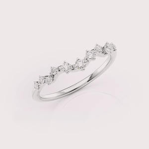 Anillo de Boda con Corona de Diamantes Cultivados en Laboratorio con Certificación IGI, Plata de Ley 925 Sólida, Banda de Tiara Curva con Diamantes - Product Image 1