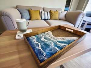 Plateau en résine époxy écologique, fait main, en bois, pour servir des aliments, du café, du thé et pour la décoration intérieure, au meilleur prix du marché. - Product Image 3