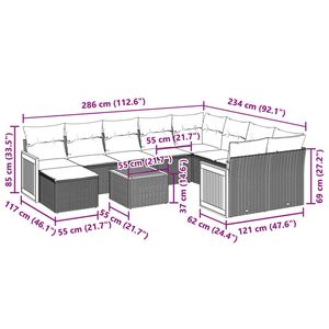 ชุดโซฟาลานบ้านหวายโพลีสีดำ 11 ชิ้นพร้อมเบาะรองนั่งสำหรับชุดสวน - Product Image 3