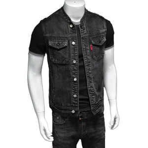 Gilet en jean respirant 100 % coton pour homme, coupe droite, style décontracté, avec coutures soignées, idéal pour l'hiver - Product Image 1