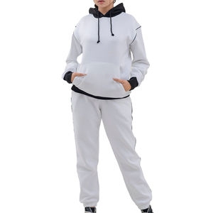 Conjunto Deportivo VIBE SEWN para Mujer, Blanco, con Capucha, Manga Larga, Corte Regular, Transpirable, Cintura Elástica, Felpa, Ropa Deportiva de Otoño - Product Image 4