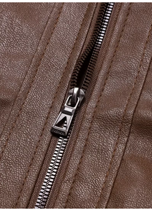 TRIBON SPORTS <b>Men's</b> Black Cow Skin <b>Leather</b> Bomber <b>Jacket</b> Stand Collar Zipper Closure Slim Fit Regular Sleeve Solid Color Winter - Product Image 6