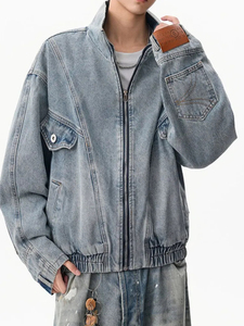 Wholesale Clothing Manufacturer Men's Jackets Custom Basic Solid Color <b>Jeans</b> Men's Jackets Latest Streetwear Styling Apparel - Product Image 5