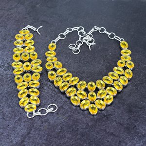 Conjunto de Joyería Hecha a Mano con Citrino Natural y Baño de Plata - Product Image 1