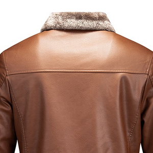 Blouson en cuir pour homme, style motard, en peau de mouton naturelle, coupe ajustée, col montant personnalisé, imperméable et réversible - Product Image 4
