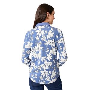 Polo con estampado de verano para mujer al por mayor, Polo de algodón de ajuste informal de tela suave estampado de manga completa para exteriores y ropa de oficina - Product Image 2