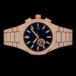 Reloj de Hombre con Esfera Azul y Detalles de Piedras Brillantes en Tono Oro Rosa, con Indicador de Fecha, Reloj de Lujo y Moda - Product Image 3