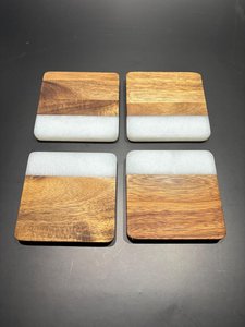 Handcrafted Personalized Wood and Resin <b>Coasters</b>, <b>Set</b> of 4, Acacia Wood Epoxy, Drink <b>Coasters</b> - Product Image 3