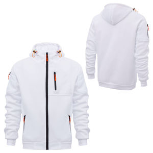 Sudadera con Capucha para Hombre de Alta Calidad, 100% Algodón, Gruesa, Holgada, Transpirable, con Bolsillos con Cremallera, Blanca, para Otoño - Product Image 4