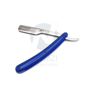 Wholesale Professional Stainless Steel Reusable <b>Barber</b> Salon Blue Face Razor <b>Blade</b> Single <b>Blade</b> Plastic Handle - Product Image 2