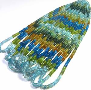 Gems Valley - Cuentas de Apatita Natural Verde Azul, 15 Pulgadas, Alta Calidad, Lisas, 3-4 mm, Perforadas al Centro, Cuentas Rondelle para Manualidades - Product Image 1