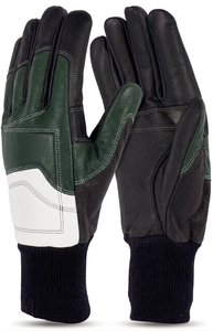 Guantes de cuero de cabra anticorte e impermeables con parches de PVC para motosierra, para tala y carpintería. - Product Image 5