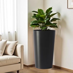 Paquete de 2 Macetas Cuadradas Modernas Altas de 21.7 Pulgadas, Macetas Grandes para Interiores y Exteriores, para Porche, Patio, Jardín - Product Image 6