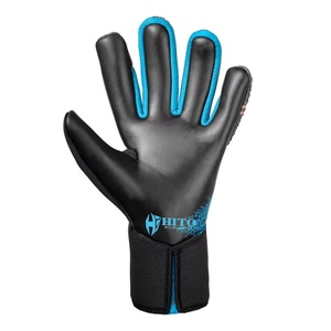 Guantes de Portero de Fútbol de Neopreno Negro y Azul con Diseño Personalizado, Látex Alemán de 4mm, Corte Medio, Correa Elástica - Product Image 3