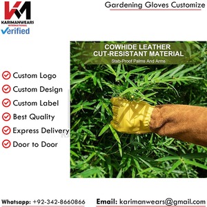 Gants de jardinage en cuir, longueur coude, durables, style classique, pour usage extérieur printemps-automne - Product Image 3