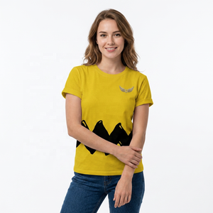 Men's Yellow Short Sleeve T-<b>Shirt</b> With Black <b>Geometric</b> Pattern O-Neck Casual Design Regular Fit 100% Cotton Printed - Product Image 6