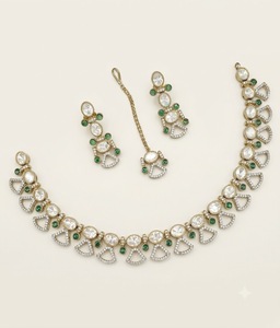 Modern Ethnic Geometric Cut Kundan <b>Necklace</b> <b>Set</b> With Matching Earring For Women Wedding Jewelry Traditional <b>Indian</b> Party Jewelry - Product Image 1