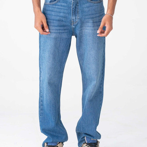 Jeans en denim tissé respirant de haute qualité pour hommes, coupe droite, confortable, style décontracté moderne, style streetwear, hiver et été - Product Image 1