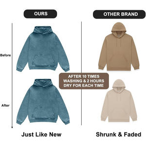 เสื้อฮู้ดดี้ผ้าฝ้ายฟลีซแบบย้อมสีเอซิด  ปรับแต่งได้  สำหรับแบรนด์ส่วนตัว - Product Image 3