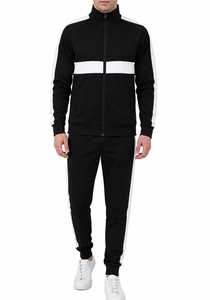 Men's <b>Black</b> <b>White</b> <b>Striped</b> Tracksuit Full Sleeve Zipper Closure Side Pockets Sporty Casual Regular Fit Autumn Wear - Product Image 3