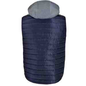 เสื้อกั๊กยีนส์หนาแบบ OEM สำหรับฤดูหนาว พร้อมซิปปิด คอปก แต่งลายนูนเต็มตัว แขนกุด สไตล์ลำลอง มีไซส์พลัสไซส์ให้เลือก - Product Image 2