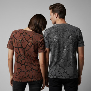 T-shirt personnalisé en gros, haute qualité, écologique, décontracté d'été, 100% coton, séchage rapide, respirant, épaules tombantes, avec strass - Product Image 2