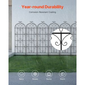 Set di 6 tralicci da giardino in metallo antiruggine 71 x 20 pollici per rose rampicanti da esterno - Recinzioni, tralicci e cancelli - Product Image 4