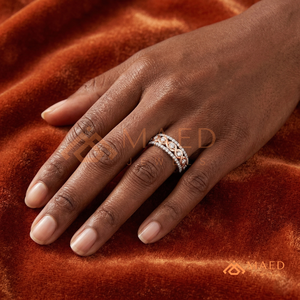 <b>Rose</b> Gold <b>Infinity</b> Twist Diamond Wedding Band – Two-Tone Interlocking Bridal Ring 18K <b>Rose</b> Gold Plated <b>Infinity</b> Anniversary Ring - Product Image 3