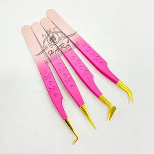 Ensemble de pinces à épiler pour extensions de cils en or rose de luxe, design en forme de cœur, pinces à double réglage de couleur pour extensions de cils, fournitures pour extensions de cils - Product Image 4