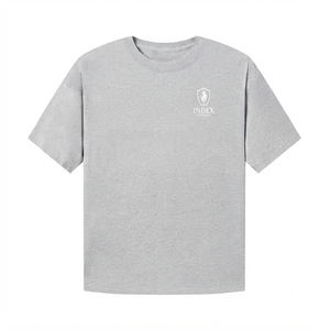 Camiseta de Manga Corta para Hombre, Cuello Redondo, Color Gris, Corte Regular, Estilo Casual, Tejido de Punto, Algodón, Logotipo Estampado en la Parte Delantera, Marca Index Apparel - Product Image 1