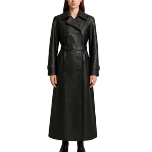 Solid Trader High Quality Breathable Deluxe Material Traditional Outer Coat Womens <b>Long</b> <b>Leather</b> <b>Jacket</b> - Product Image 6