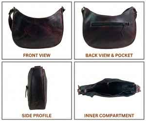 Sac bandoulière demi-lune en cuir véritable marron pour femme – Petit sac à bandoulière en forme de croissant - Product Image 2