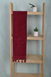 Serviette en coton éponge bordeaux rayée en coton biologique et lin, 18x40 pouces, pour salle de bain, cuisine, spa - Product Image 4