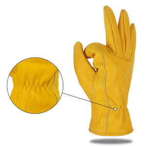 Guantes de Trabajo de Cuero Genuino Amarillos Resistentes a la Abrasión, Guantes de Seguridad para Hombre, Uso Industrial - Product Image 3