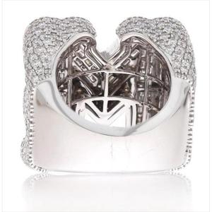 Solid 925 Silver <b>Initial</b> 'M' <b>Ring</b> Resizable Iced VVS Moissanite Channel Setting Anniversary Engagement Wedding Rhodium Plated - Product Image 1