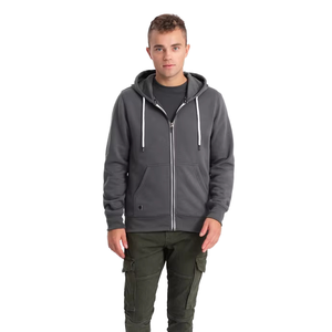 Sudadera con Capucha de Algodón Orgánico Afelpada, Extra Grande, con Cierre y Logotipo Personalizado para Hombre, Estilo Urbano, Diseño Sólido y Transpirable - Product Image 1