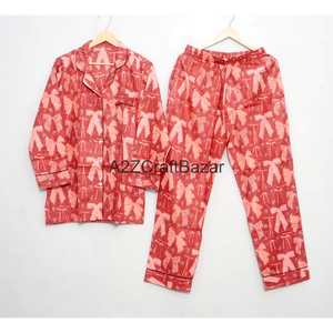 Women 100% Cotton Breathable Pajama Set Floral Print-Elastic Waist Full-Length <b>Pants</b> Soft Summer Sleepwear Loungewear for Summer - Product Image 6