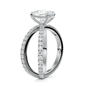 Anillo de Compromiso Cruzado con Diamante Cultivado en Laboratorio con Corte Cojín Certificado por IGI, Oro de 10K, 14K, 18K, Plata 925, 935, Joyería Fina de Lujo - Product Image 3