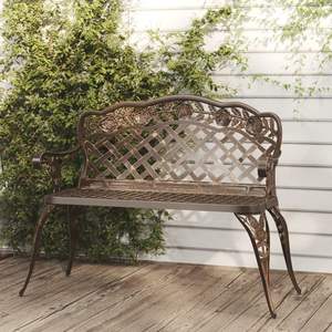 Banc de jardin en bronze durable, en aluminium moulé, de taille moyenne, pour usage extérieur - Product Image 1