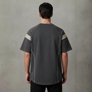 เสื้อยืดแขนยาวทรงโอเวอร์ไซส์สำหรับผู้ชาย ผ้าฝ้าย 100% แห้งเร็ว สีพื้น ลำลอง คอกลม พิมพ์ลายโลโก้ด้านหน้า - Product Image 2