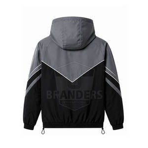 Ensemble de survêtement gris pour homme avec blocs de couleur, veste et short sportifs en polyester, séchage rapide, tenue d'été, coupe-vent personnalisable avec LOGO - Product Image 5
