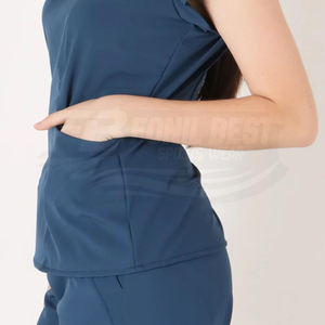 Women Navy Blue <b>Scrub</b> Set Short Sleeve With Pockets Hospital <b>Uniform</b> For Medical Staff Custom Design - Product Image 5
