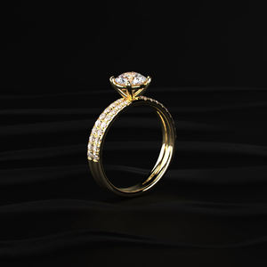 Anillo de Boda de Lujo con Moissanita Redonda de 2 Quilates, Banda de Diamantes de Doble Hilera, Oro de 14k, Hecho a Mano, Regalo de Aniversario para Ella, Alta Calidad, B2B - Product Image 2